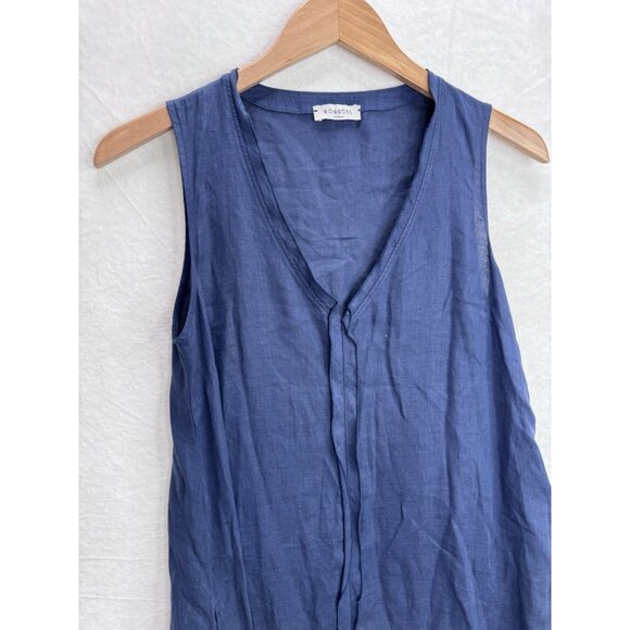 ROSSO35 Women's Navy Blue Linen A Line Dress Size 40 EU Small US - Picture 11 of 15